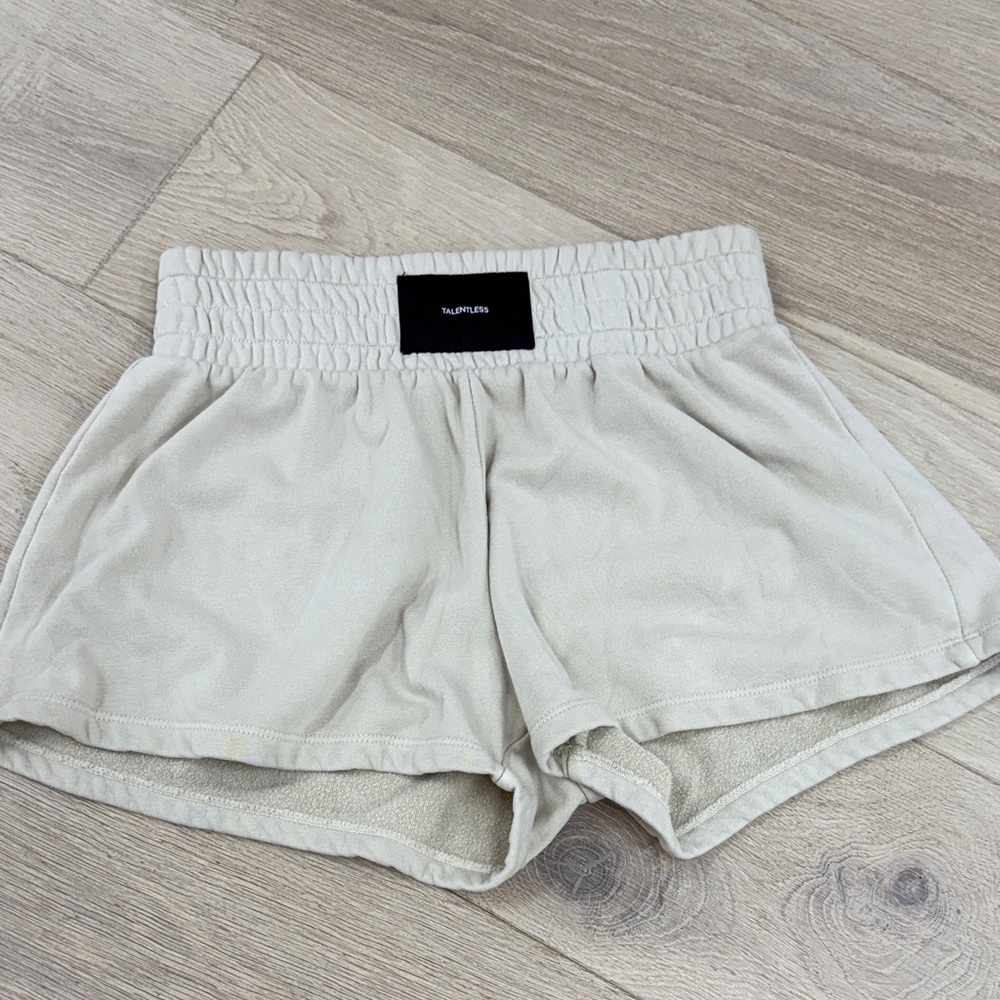 TALENTLESS Cream Athletic Shorts
